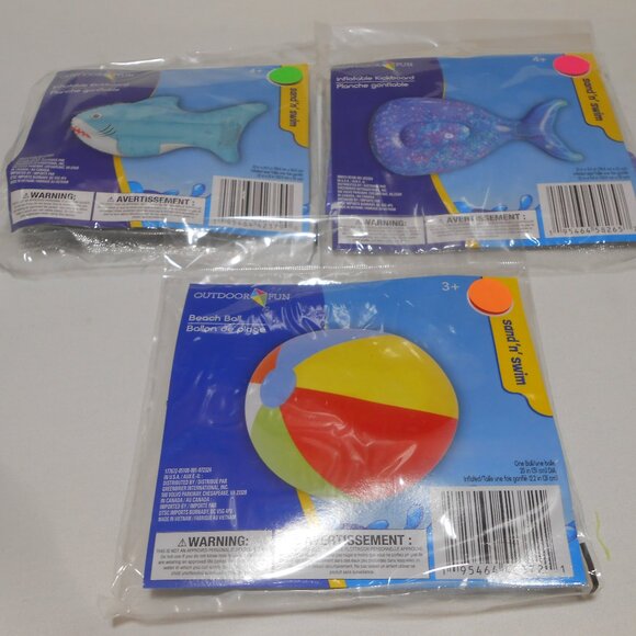 NEW Sand N' Swim inflatable Beach Ball & 2 inflatable Kickboards fish design πβ - Picture 1 of 9